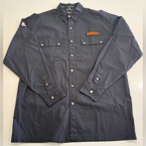 Harley Davidson Button Up Black Ripstop Long Sleeve Shirt Size XL Patches Untuck